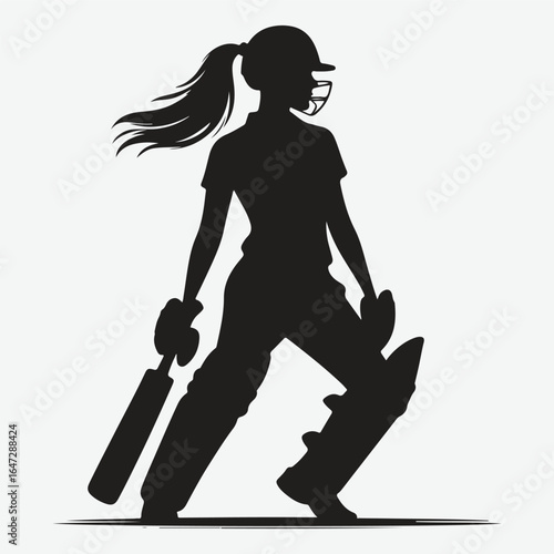 silhouette of a professional cricket player. cricketer icon