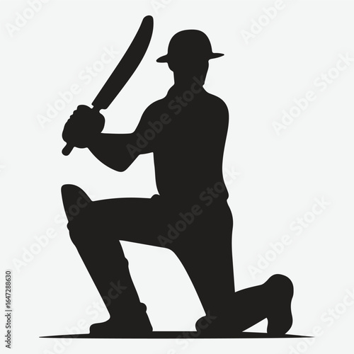 silhouette of a professional cricket player. cricketer icon