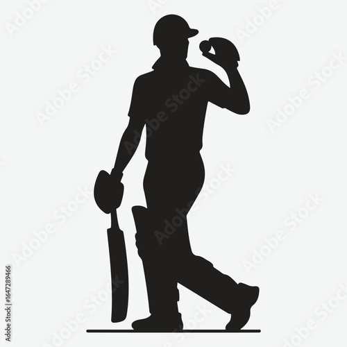 silhouette of a professional cricket player. cricketer icon