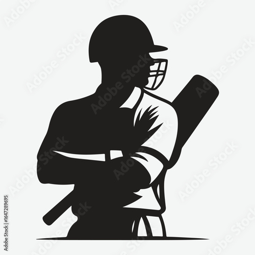 silhouette of a professional cricket player. cricketer icon