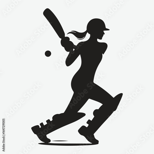 silhouette of a professional cricket player. cricketer icon