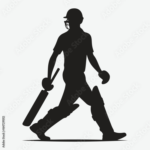 silhouette of a professional cricket player. cricketer icon