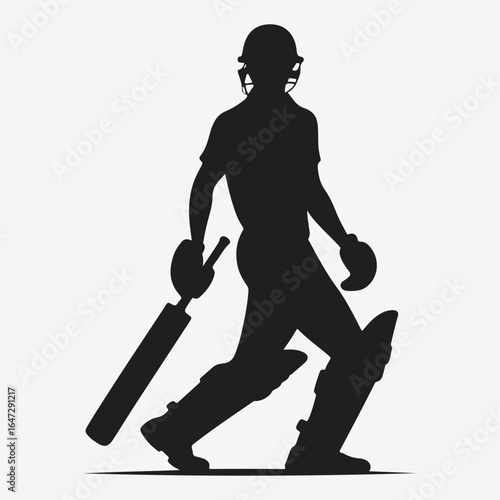 silhouette of a professional cricket player. cricketer icon