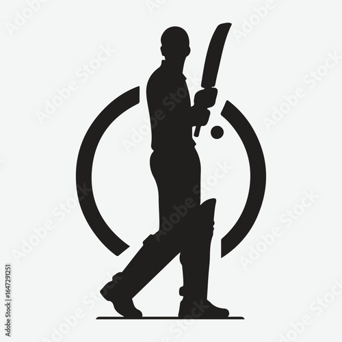 silhouette of a professional cricket player. cricketer icon