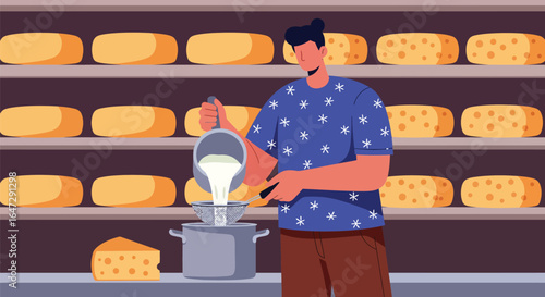Cheese Making Process Illustration