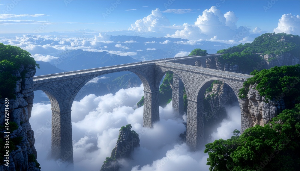 Obraz premium Fantasy Sky Bridges Between Cliffs