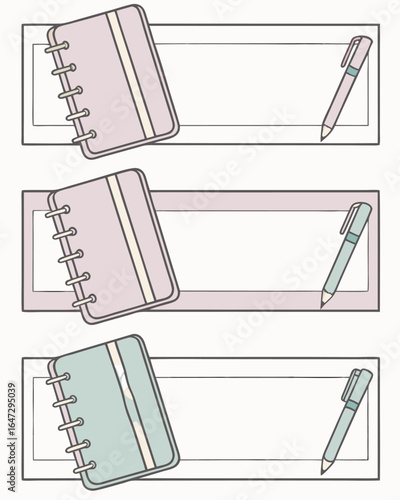 Organizer Layout with Notebooks and Pens for Planning and Creative Projects in Pastel Colors Ready to Fill