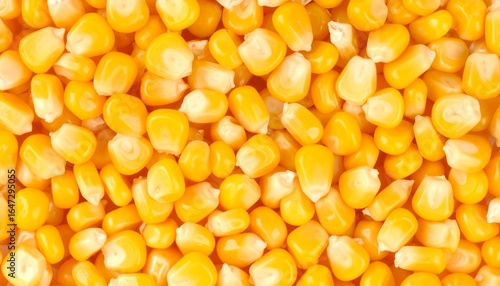 A Close-up, Top-down View of a Pile of Fresh Corn Kernels Arranged to Create a Vibrant, Full-Frame Yellow Pattern