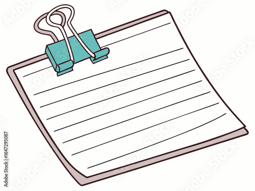A Lined Notepad with Teal Clip Art for Stationery or Office Aesthetic and Note Taking Purposes Project