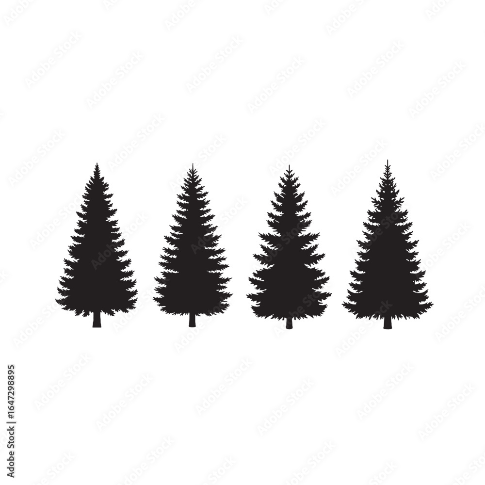 Obraz premium Evergreen Tree Silhouette – Minimalist Vector of Pine Tree Symbolizing Nature, Longevity, and Wilderness