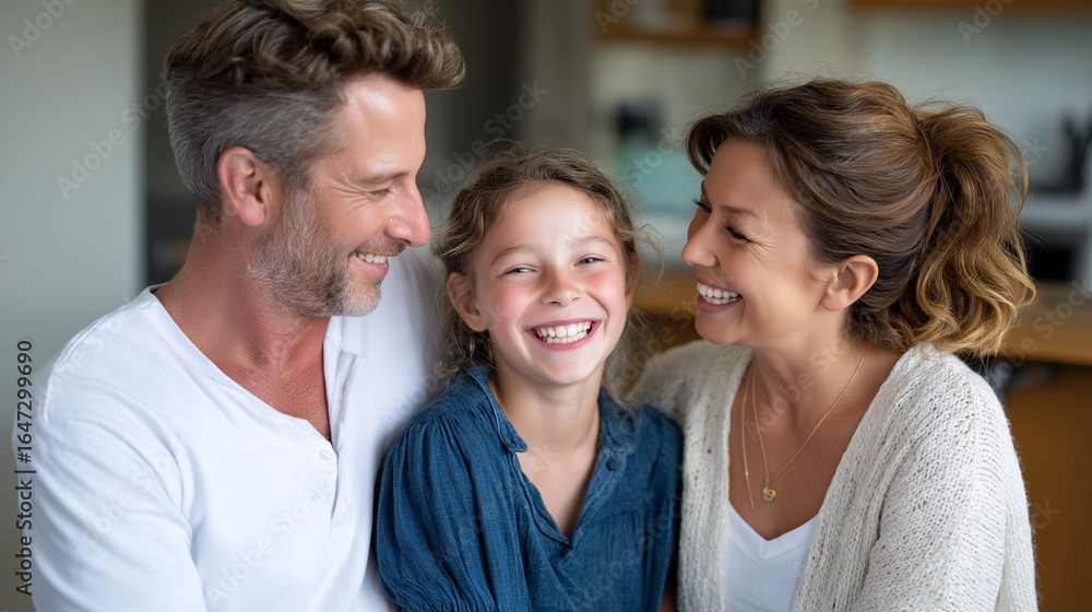 Obraz premium A joyful family moment at home with laughter and light