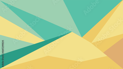 Abstract geometric background with teal yellow and peach triangles pattern