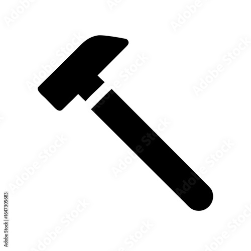 Black silhouette of a hammer, tool for construction.
