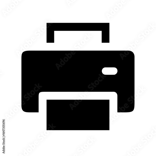 A black printer icon, showing paper output.

