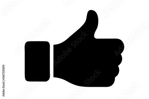 Black silhouette of a hand giving a thumbs up.
