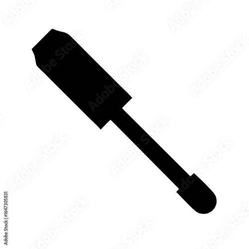 Black silhouette of a tool, possibly a screwdriver or similar implement.
