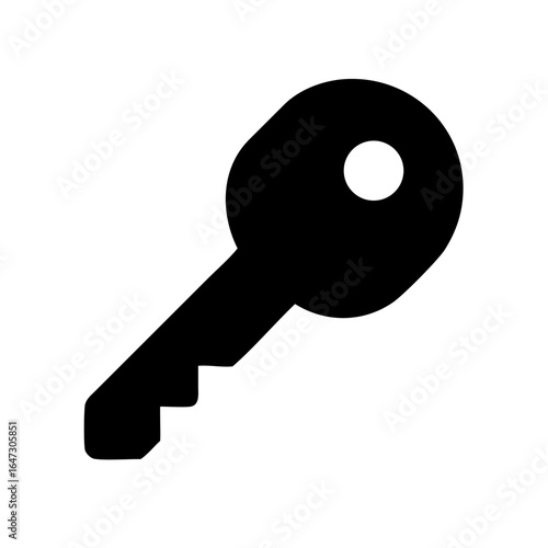 Simple black key icon, symbolizes access and security.
