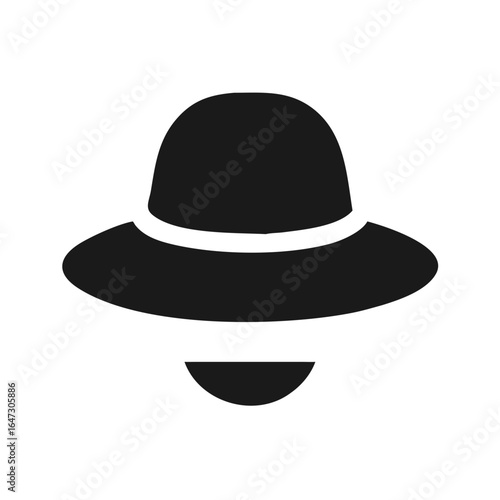 Stylish woman's hat, flat, dark silhouette.
