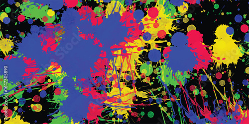 Abstract colorful splatter paint background with vibrant colors and splashes suitable for various creative projects and designs