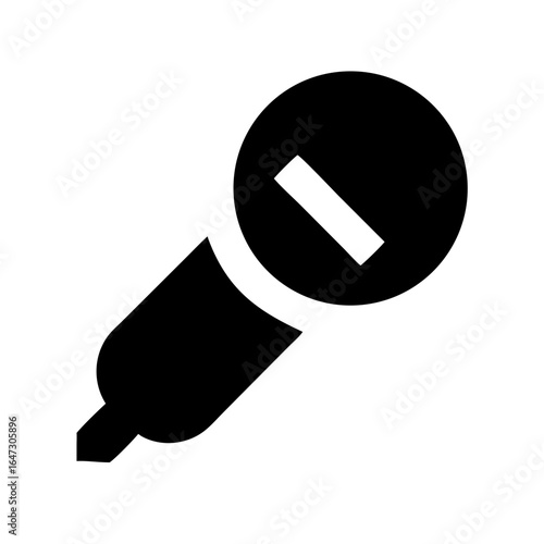 A black microphone icon, simple and bold.
