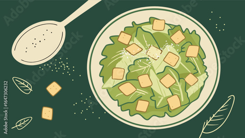 Delicious caesar salad recipe with croutons and parmesan cheese for healthy eating and lunch ideas