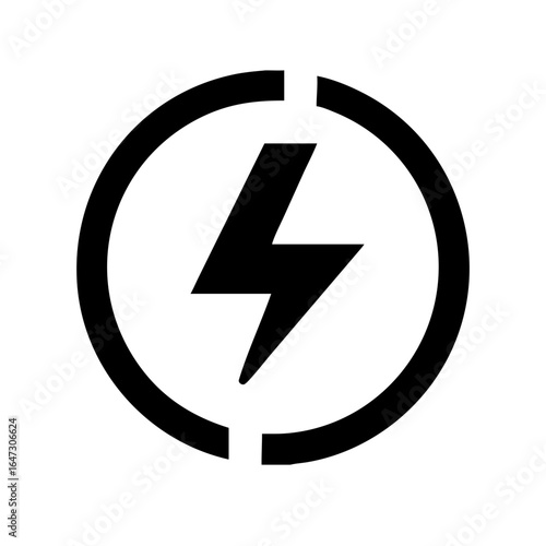 Free Download A black lightning bolt encircled, symbolizing power and energy.
 - GFXLoad