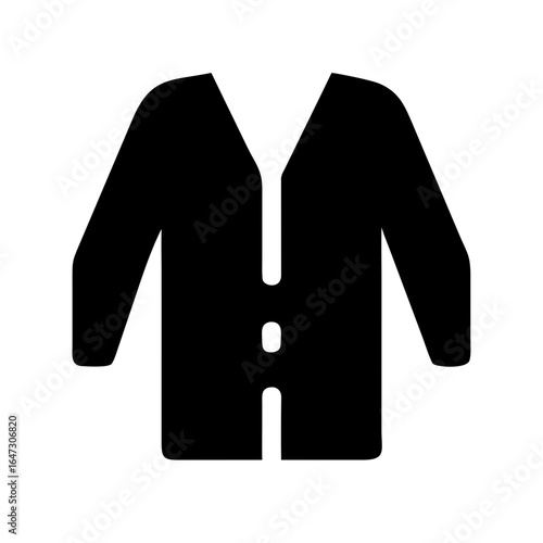 Simple black cardigan, front-buttoned, long-sleeved.
