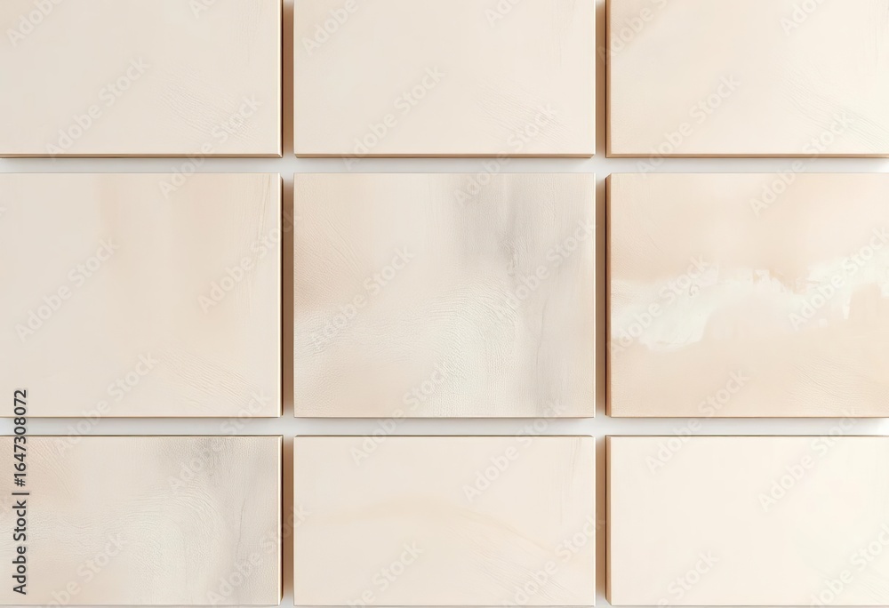 Fototapeta premium Subtle beige, grey, and taupe abstract canvases in varying textures create a calming gallery wall, artwork, contemporary art