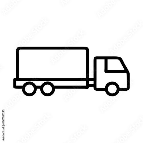 A simple line drawing of a large delivery truck.
