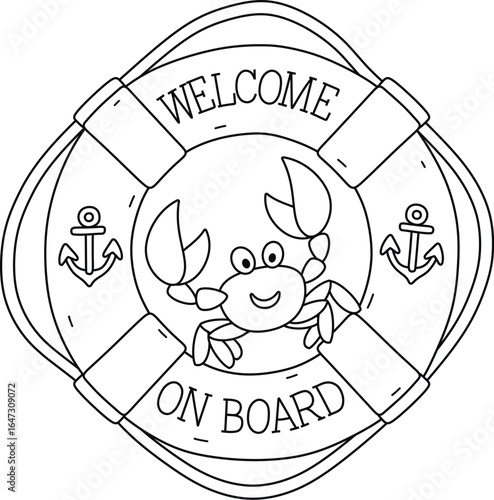 Cartoony life-buoy ring wit...