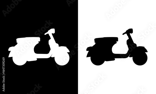 Silhouette of a scooter. black and white scooter icon.