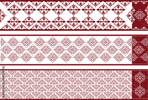 saree design illustration, white saree red border, puja saree