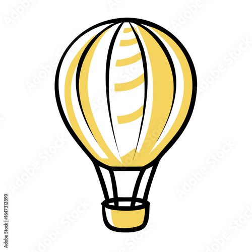 Yellow hot air balloon, a symbol of adventure and flight.
