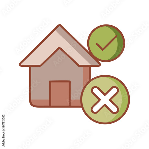 House icon with approval and denial symbols.
