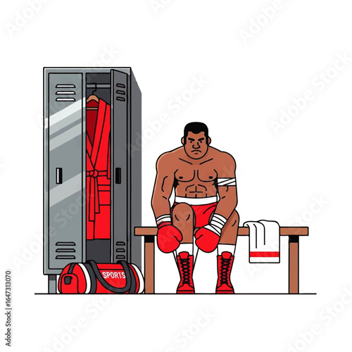 Vector a boxer is resting in the dressing room