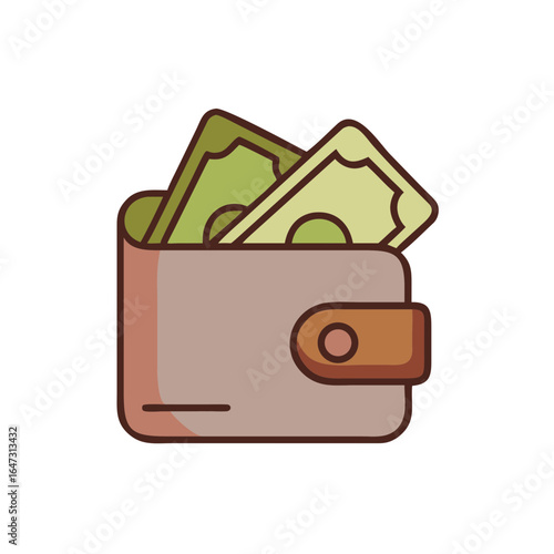 brown wallet with green money clip art preview