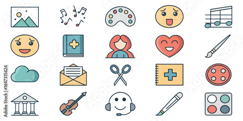 Mental Health and Wellness Icon Collection with Self-Care, Therapy, Mindfulness, and Support Symbols