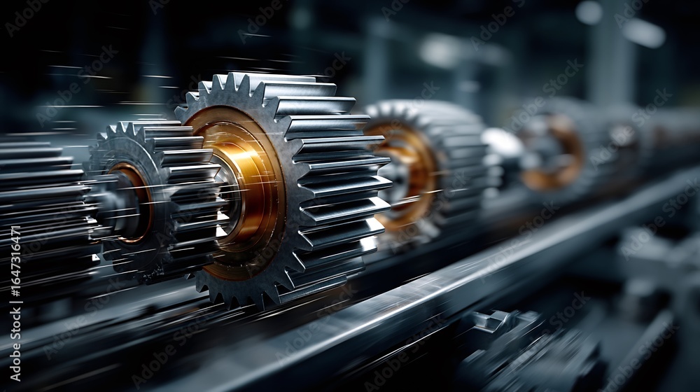 Fototapeta premium Abstract high-resolution background showcasing a detailed metal gear wheel with industrial aesthetic