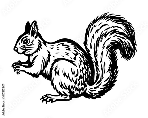 A stylized illustration of a squirrel.
