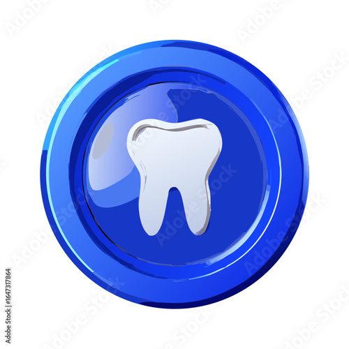 Blue button with a white tooth icon.
