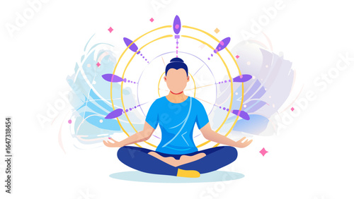 A person in meditation, centered and serene.
