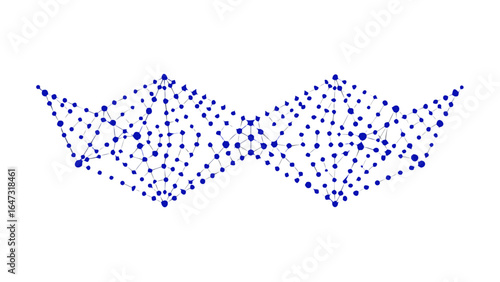 Abstract network design, interconnected points, blue lines on white.

