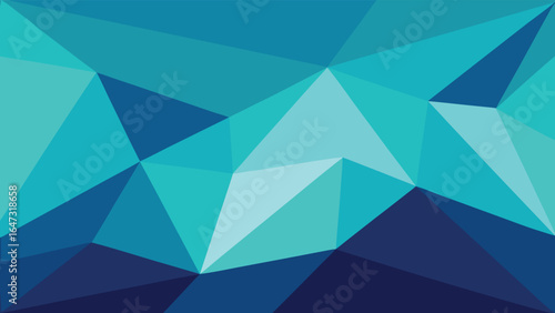 Abstract low poly background with shades of blue and teal geometric polygon