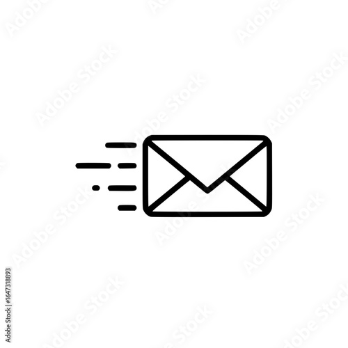 A simple black and white email delivery icon art minimalist icon on transparent background 