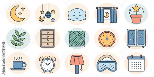 Mental Health and Wellness Icon Collection with Self-Care, Therapy, Mindfulness, and Support Symbols