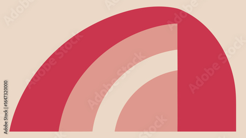 Abstract Rainbow Shape in Shades of Pink and Red on a Light Background graphic