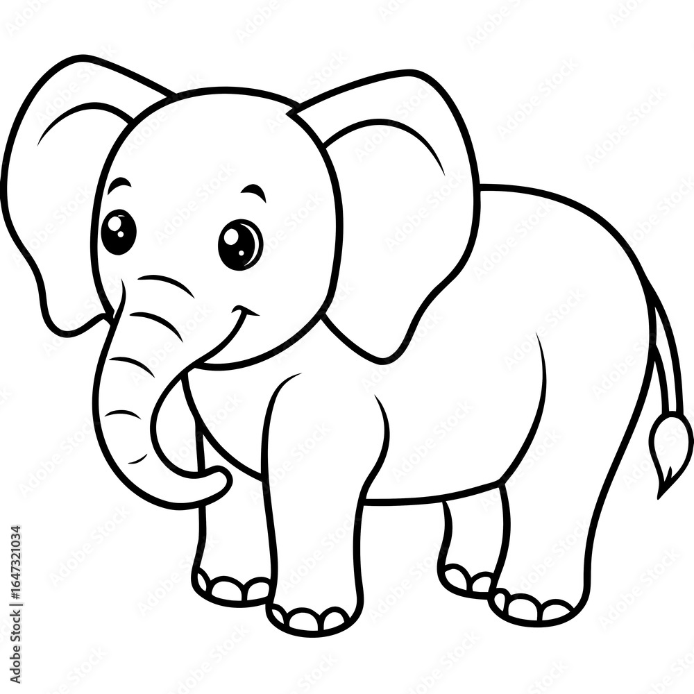 Fototapeta premium elephant cartoon coloring page