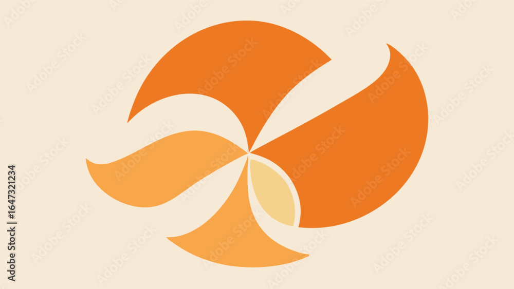 Fototapeta premium Abstract Swirling Geometric Shape in Orange and Yellow Tones organic