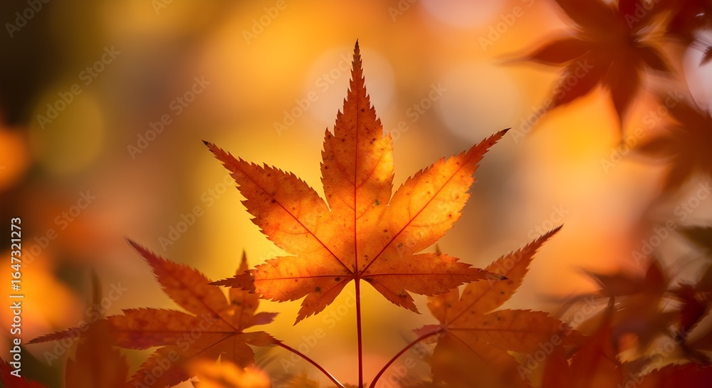 Bright orange-red maple leaves in crisp detail with soft bokeh background, capturing the beauty of autumn in natural sunlight. Bright orange-red maple leaves in crisp detail with soft bokeh background, capturing the beauty of autumn in natural sunlight.