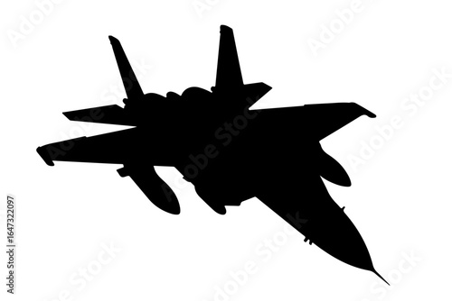 F-15 Eagle fighter jet silhouette. Military combat aircraft vector illustration isolated on white background.